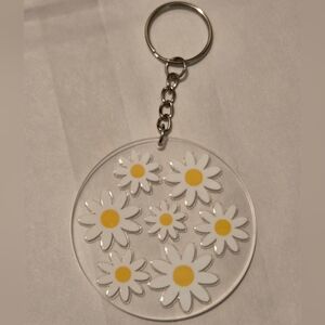 Hand Crafted Daisy Key Holder - White and Yellow
